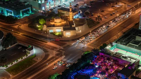 4K Timelapse of GCC Mosque In Dubai at Intersection from Rooftop Stock Footage 165827460