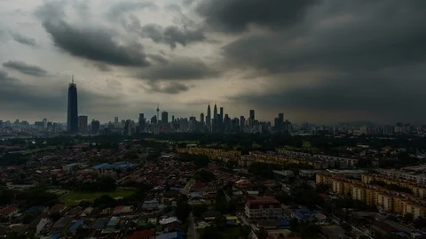 4k Timelapse heavy rain in Kuala Lumpur Stock Footage 90559373