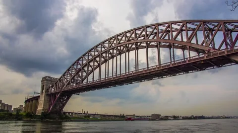 4k Timelapse hellgate bridge east river NYC Stock Footage 40645255