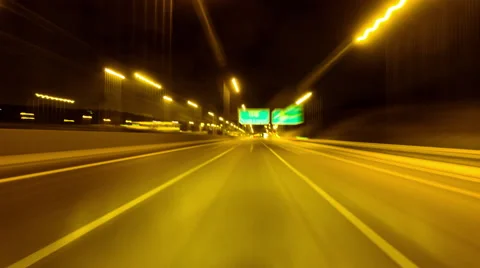 4K timelapse Hyperlapse highway night  driving pov no traffic Stock Footage 45155061