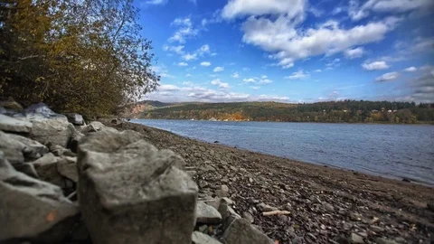 4K Timelapse with lake and cloudy sky Video stock 72730121