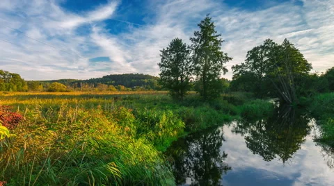 4k timelapse of landscape with beautiful river Stock Footage 58934101