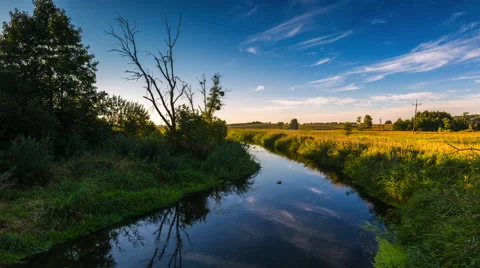 4k timelapse of landscape with beautiful river Stock Footage 58934336