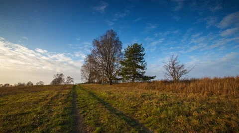 4k Timelapse Landscape of fields at late autumn. Stock Footage 60040366
