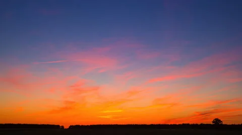 4k timelapse of late evening orange sky with cirrus clouds. After sunset sky 스톡 동영상 63967399