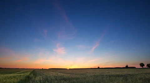 4k timelapse of late evening orange sky with cirrus clouds. After sunset sky Vídeos de archivo 63968827