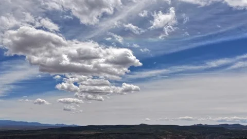 4K Timelapse of a Linear Row of Clouds Shifting in a Parallel Formation across Stock Footage 334690700