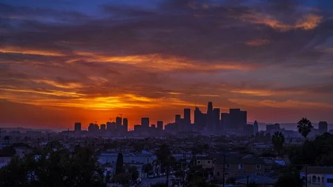 4k Timelapse of Los Angeles from City Terrace Cloudy Sunset 310 pics 5 sec int 1 Stock Footage