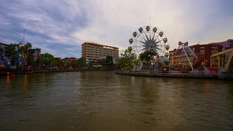4k Timelapse of Malacca Riverside during sunrise Stock Footage 93102347