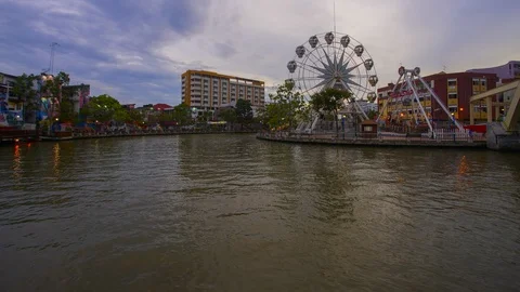 4k Timelapse of Malacca Riverside during sunrise Stock Footage 115701782