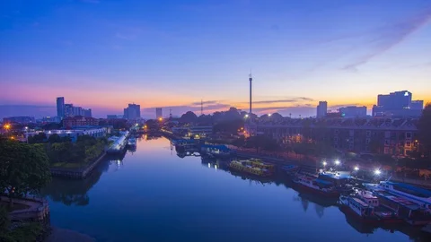 4K Timelapse of Malacca Riverside during sunrise. Stock Footage 118727771