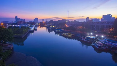4K Timelapse of Malacca Riverside during sunrise. Stock Footage 118727786