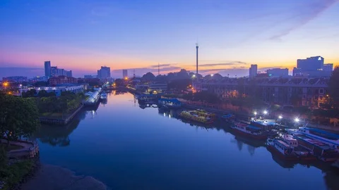 4K Timelapse of Malacca Riverside during sunrise Stock Footage 118727794