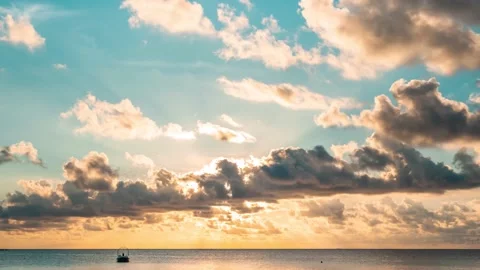 4K Timelapse, Maldives sunset, clouds moving through orange sky Stock Footage 130433521