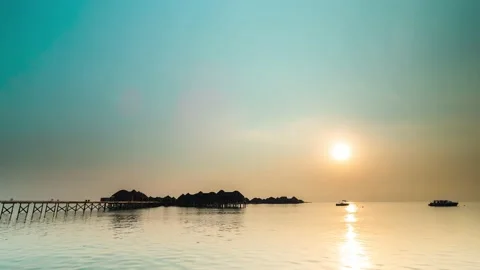4K Timelapse, Maldives sunset over the calm water Stock Footage 130433474