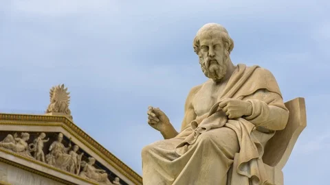 4K Timelapse Marble Statue of the Great Greek Philosopher Plato, Greece Stock Footage 89721819