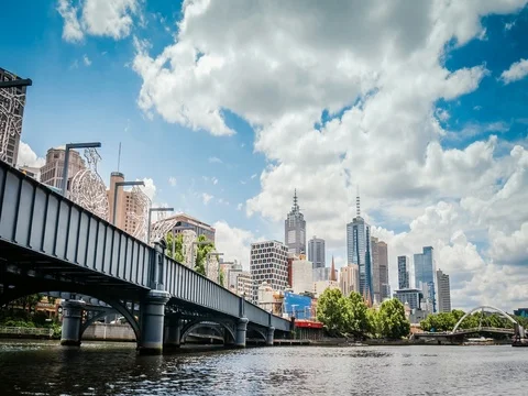 4k timelapse melbourne central business district Stock Footage 83952704