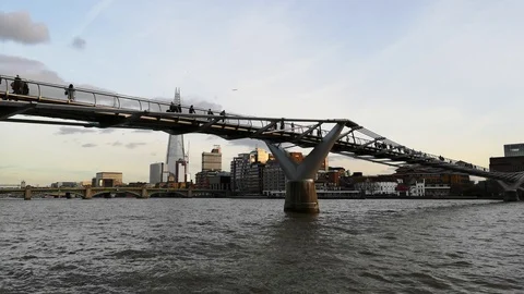 4K Timelapse - Millennium Bridge and The Shard, London Stock Footage 107210897