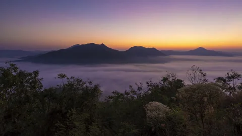 4K timelapse of misty landscape view from Phu Thok hill viewpoint Stock Footage 146190780