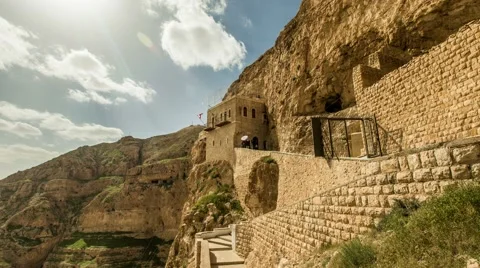 4K timelapse of  Monastery of the Temptation Orthodox Christian monastery Stock Footage 47330121