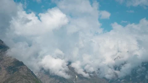 4K timelapse of monsoon clouds above Himalaya mountains in lahaul, Himachal Prad Stock Footage 314357458