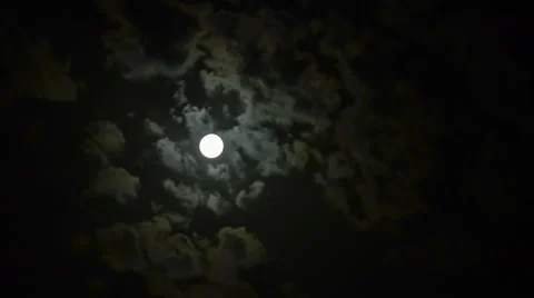 4k Timelapse with moon passing through clouds Stock Footage 52912369