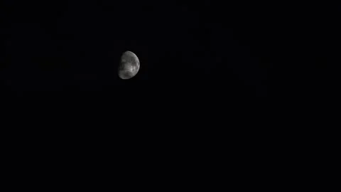 4K Timelapse Moonlight Rises Cloudy Night Sky Halloween Half View Time Lapse Stock Footage 344393268