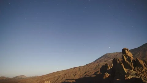 4K Timelapse of Moonrise over Teide Volcano, Shadows on Volcanic Folds, Tenerife Stock Footage 319957471