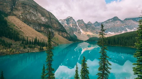 4K Timelapse of Moraine Lake at sunrise in Banff National park Stock Footage