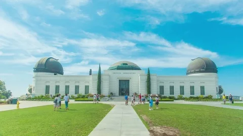 4K timelapse in motion of Griffith Park Observatory in Los Angeles Stock Footage