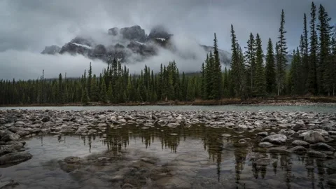 4K Timelapse of a mountain in clouds Stock Footage 147998341