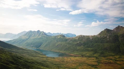 4K Timelapse of Mountains and Clouds in Lofoten, Norway – Landscape Promo Stock Footage 318645781