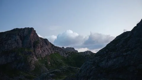 4K Timelapse of Mountains and Clouds in Lofoten, Norway –Landscape Promo Stock Footage 318651828