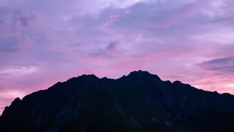 4K Timelapse of Mountains at Sunset with Pink Clouds – Scenic Norway Landscape Stock Footage 318644877