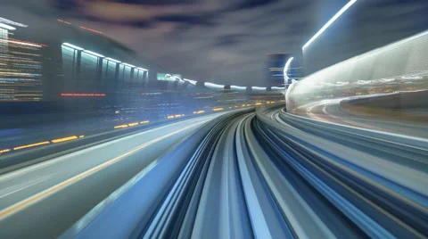 4K Timelapse of moving train in Tokyo, Japan Stock Footage 58624251