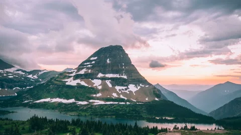 4K Timelapse of Mt Bearhat mountain in Glacier National Park Stock Footage 54934974