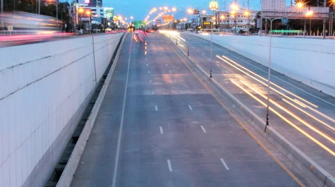 4K Timelapse Night timelapse of chiangmai city traffic. Stock Footage 64065019