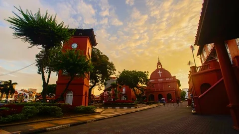 4k Timelapse of old historical red building in Malacca Stock Footage 101667512
