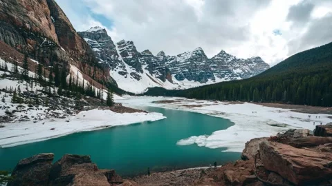 4k Timelapse of Panoramic view of Lake Moraine, Banff National Park Of Canada Stock Footage 246974984