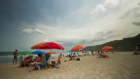 4K Timelapse of people at the beach Stock Footage 90232186
