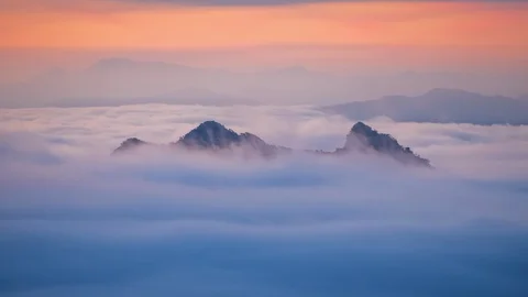 4K Timelapse of Phu Chi Fa at sunrise, Chiang Rai Province, Thailand Stock Footage 128745206