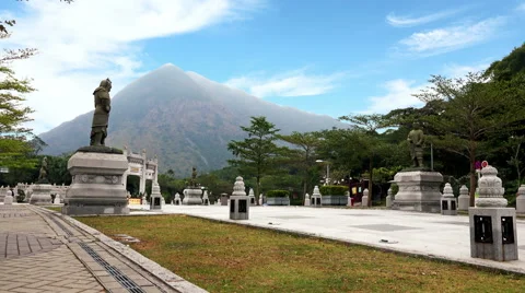 4K Timelapse of the Po Lin Monastery in Lantau Island in Hong Kong Stock Footage 59220866