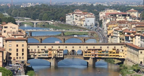 4k timelapse, Ponte Vecchio seen from Piazzale Michelangelo, Florence Stock Footage 139056847