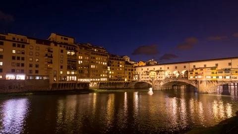 4K Timelapse Ponte Vecchio at Sunset in Florence, Tuscany 02 Stock Footage 90933337