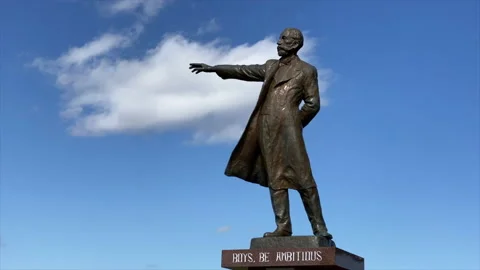 4K Timelapse of Professor William Smith Clark Statue in Hokkaido Stock Footage 140953520