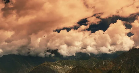 4k timelapse puffy clouds mass rolling over Tibet mountaintop,roof of the World Stock Footage 44662516