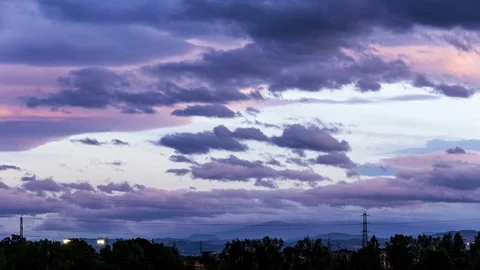 4K Timelapse Purple Clouds at Sunset Parma Italy Stock Footage