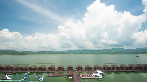 4k timelapse of raft on the lake with mo... | Stock Video | Pond5