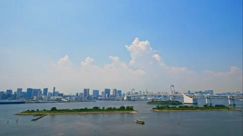 4K Timelapse of Rainbow Bridge and Tokyo Tower in the city japan Stock Footage 147243169