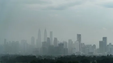 4k timelapse raining Kuala Lumpur Stock Footage 90736540